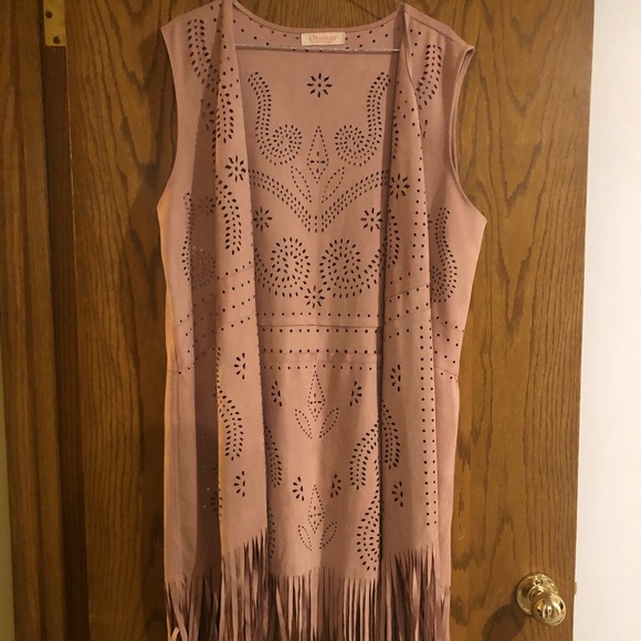 Long fringe blush pink western vest - Picture 1 of 5